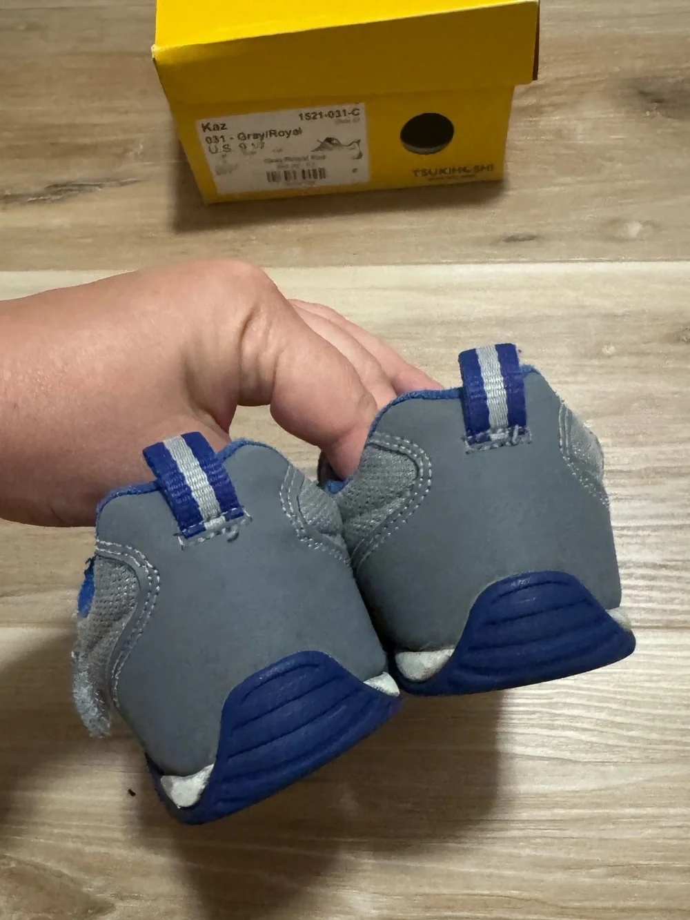 Tsukihoshi Kaz Toddler Gray/Royal Blue Shoes Size 9.5 US / 27 EUR